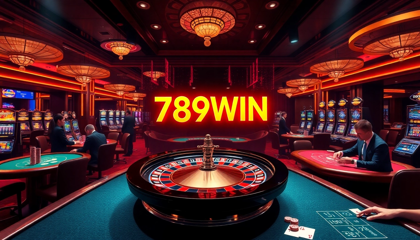 Experience the excitement of 789WIN with players at a luxurious casino table, showcasing professional poker gameplay.