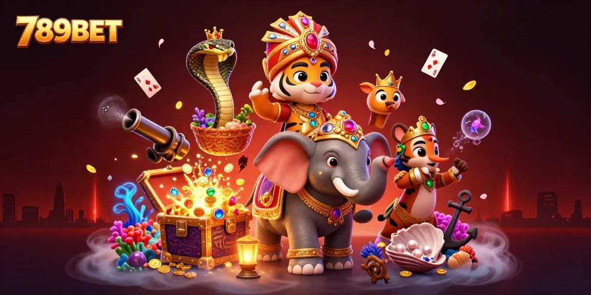 Experience the excitement of 789BET with a vibrant casino scene filled with colorful elements and characters.