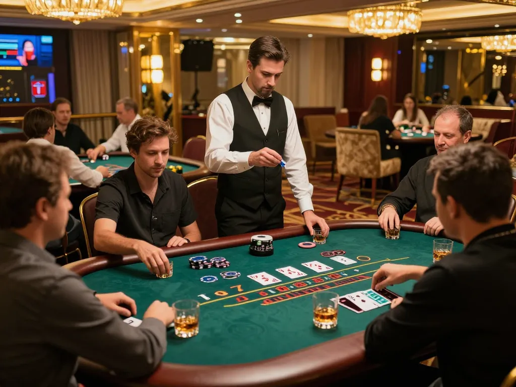 Players enjoying blackjack at 789Club, showcasing excitement and strategic gameplay in a luxurious casino environment.