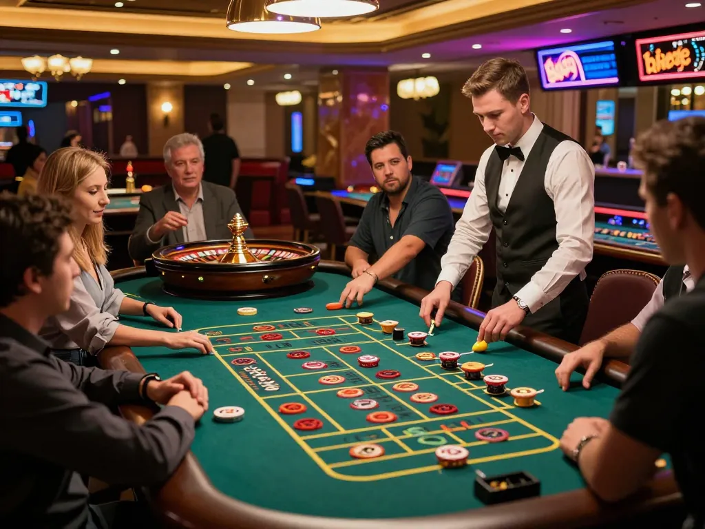 Players engaging in a thrilling roulette game at 79KING casino, capturing the excitement of gambling.
