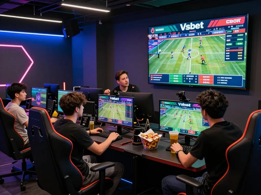 Players enjoying an exciting betting experience at Vsbet's gaming lounge.
