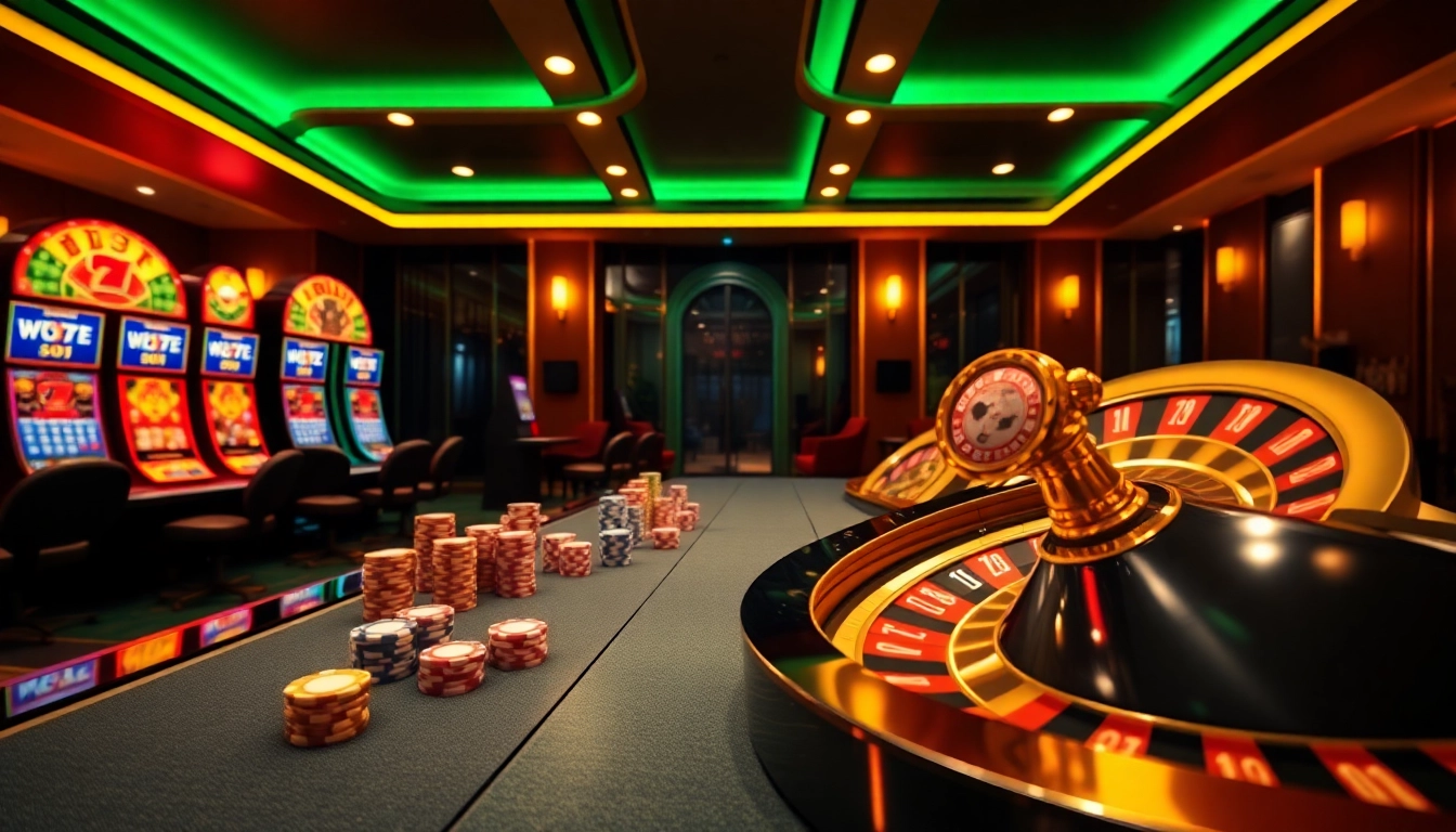 Experience the thrill of winning at https://sky88j.design/ with luxury gambling elements like slot machines and poker tables.