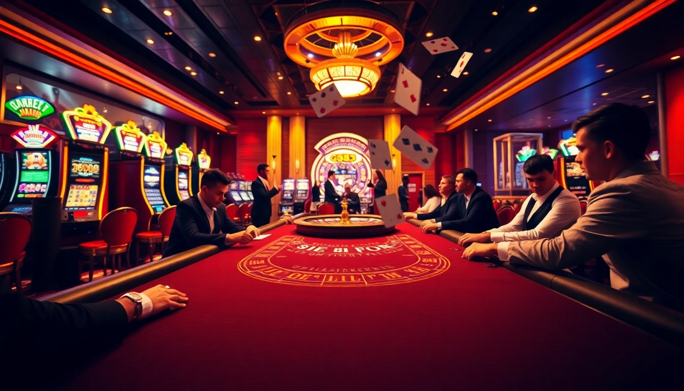 Gamblers enjoying a high-stakes game at pg88's luxurious casino table.
