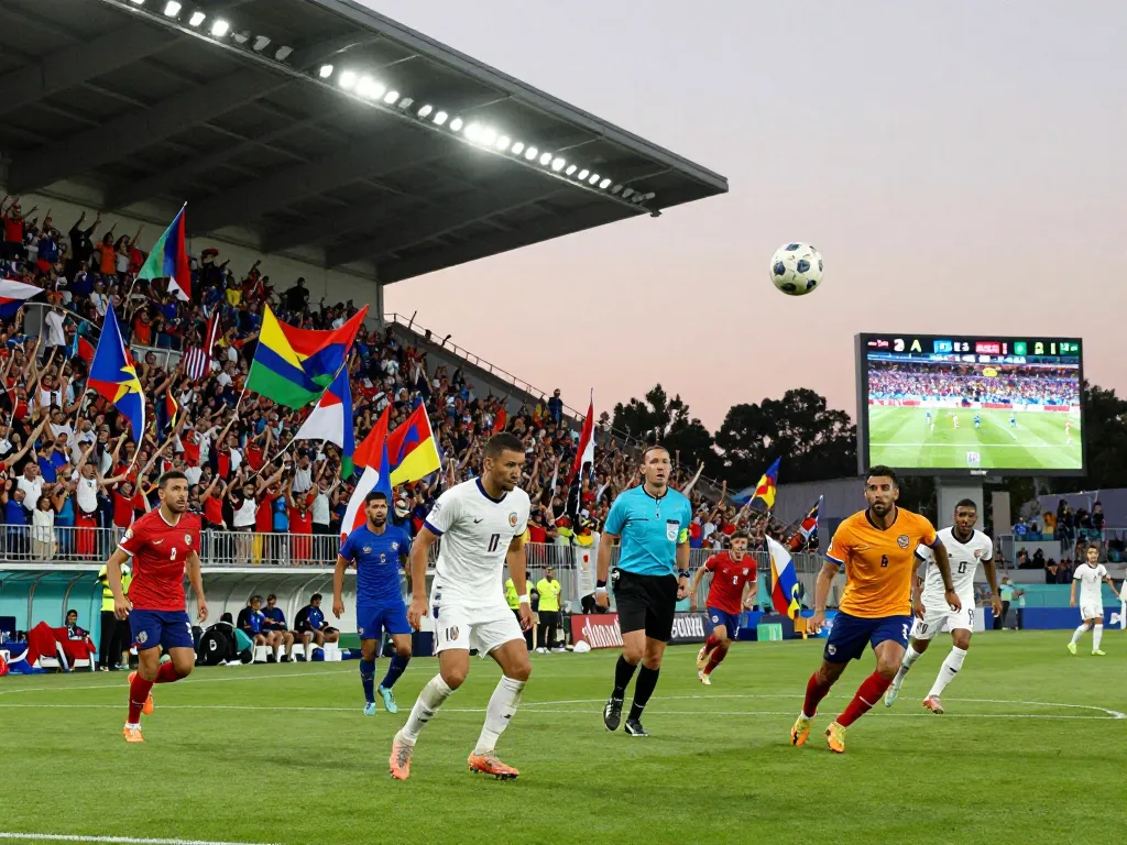 Soccer match at 7m showcasing competitive players and enthusiastic fans.