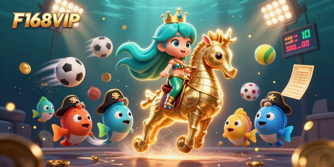 Experience thrilling gameplay at F168VIP, featuring an energetic scene with mermaid-themed elements and casino excitement.