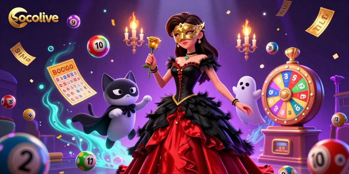 Socolive enhances the excitement of betting with dynamic lottery balls and a stunning 3D woman in a glamorous setting.