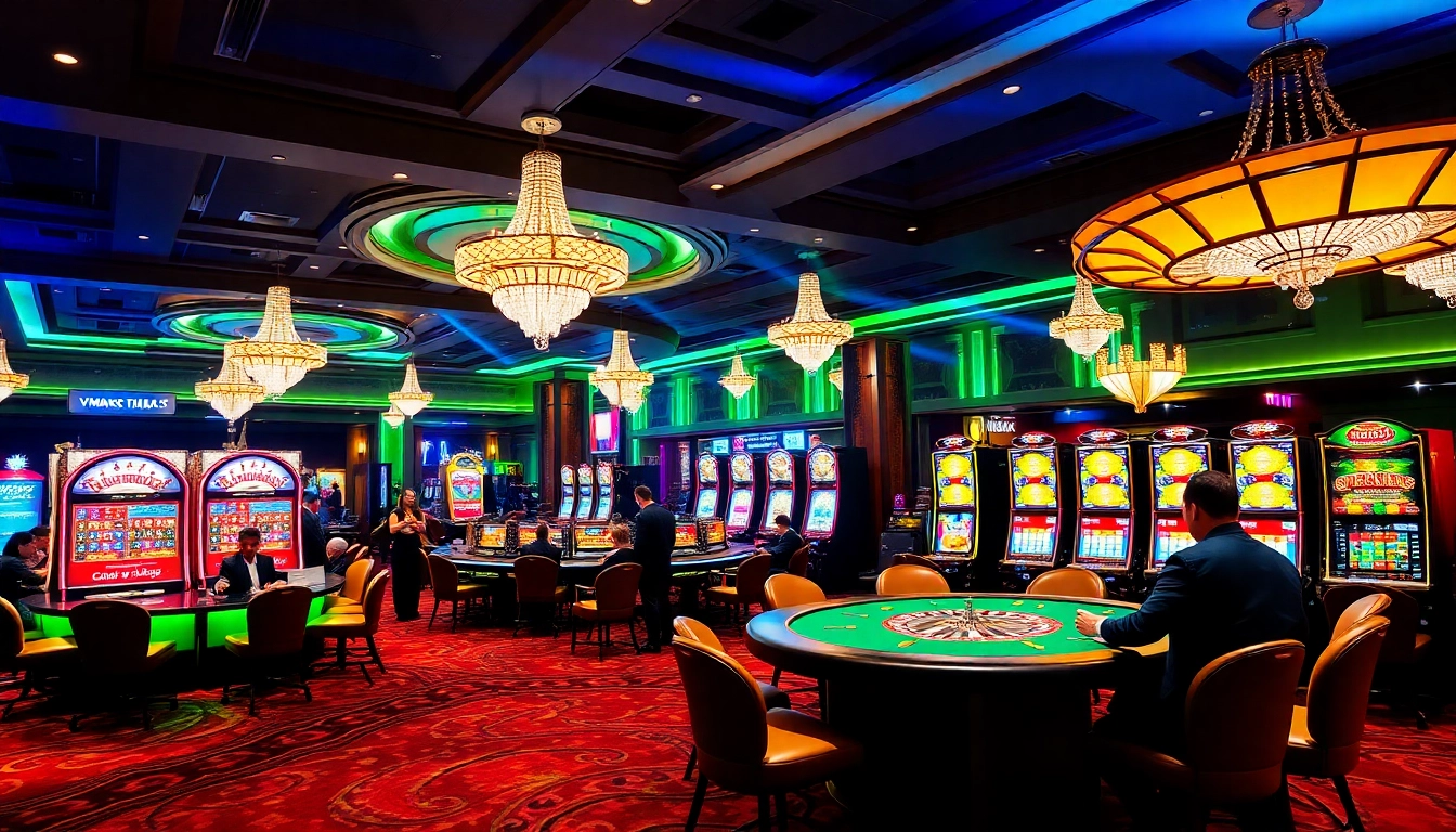 Experience thrilling bets at VMAX's luxurious casino setting with vibrant games and high-stake tables.