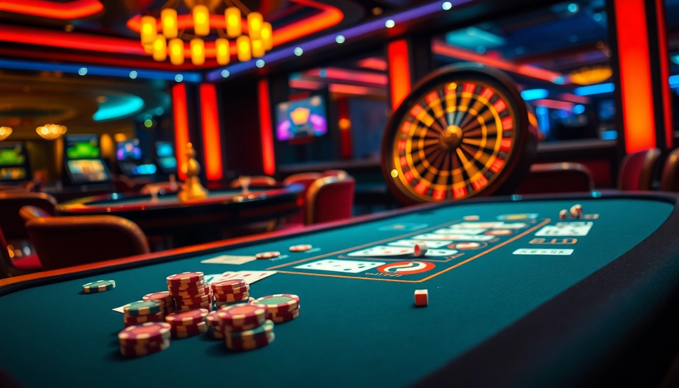 Engage in the thrilling LC88 Game at an elegant casino table adorned with cards and chips.