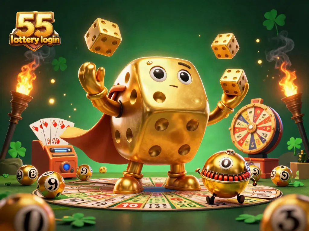 Engage with the 55 lottery login and explore exciting lottery games in a vivid, dynamic digital illustration.