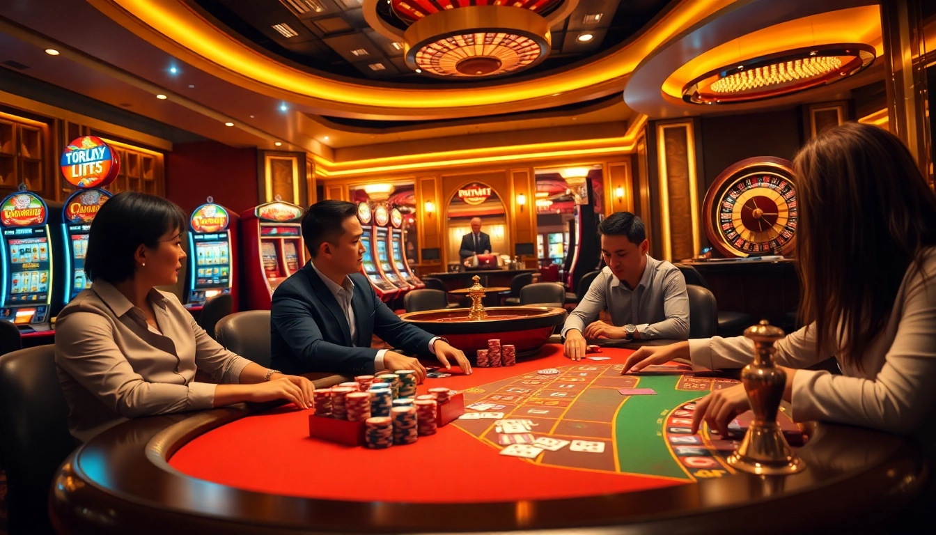 The excitement of gambling at nhà cái 8kbet with professional poker players and vibrant casino elements.