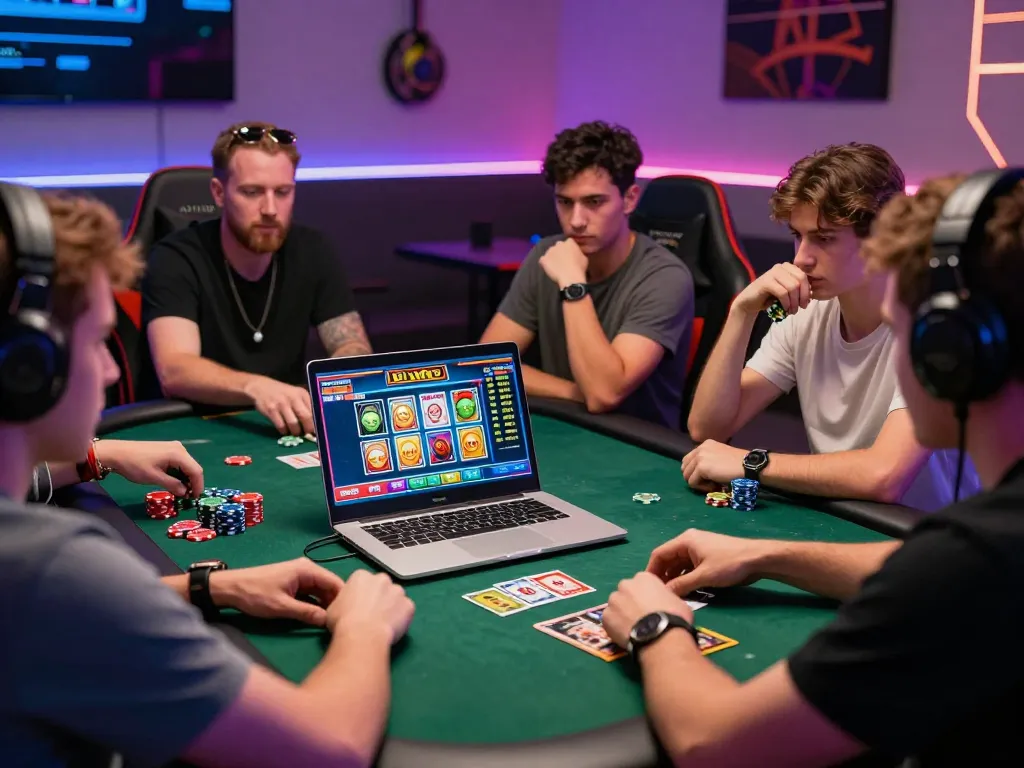 Engaging in rikvip gaming session with vibrant atmosphere and excited players.