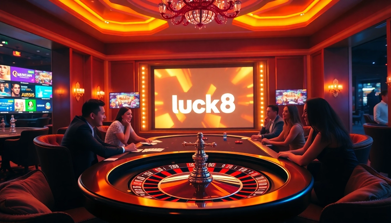 Engage with luck8 at a vibrant online casino table showcasing excitement and luxury.