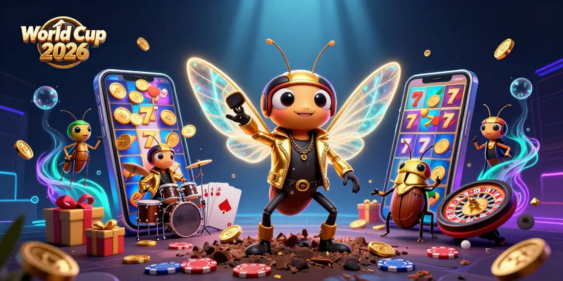 Engaging World Cup 2026 scene showcasing a vibrant rock star theme with slot games and festive elements.