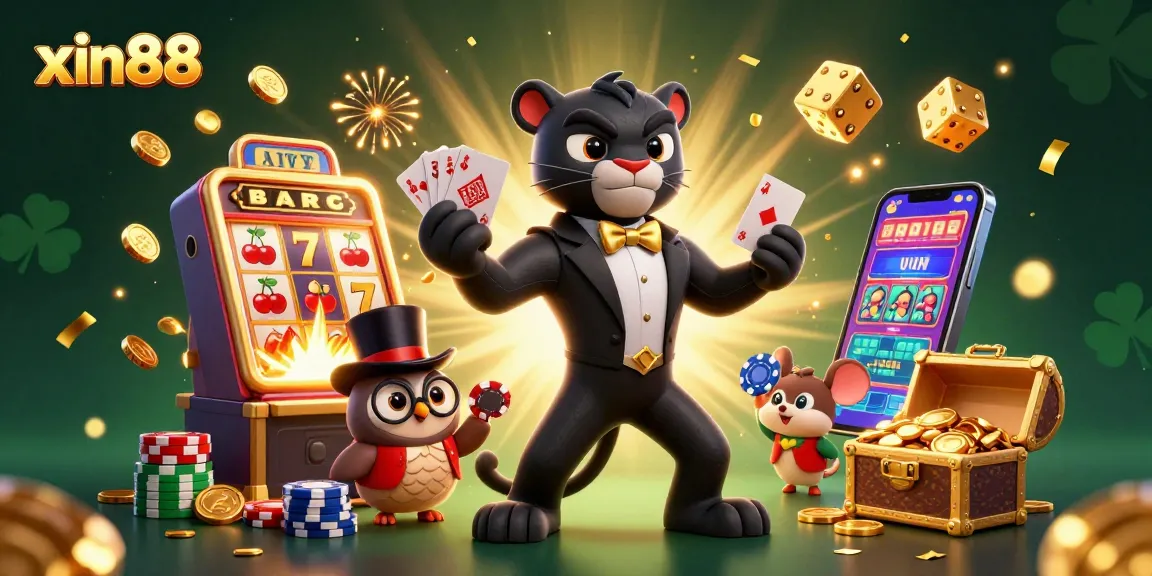 Experience the excitement of xin88 as a stylish panther deals cards amidst a jackpot explosion.