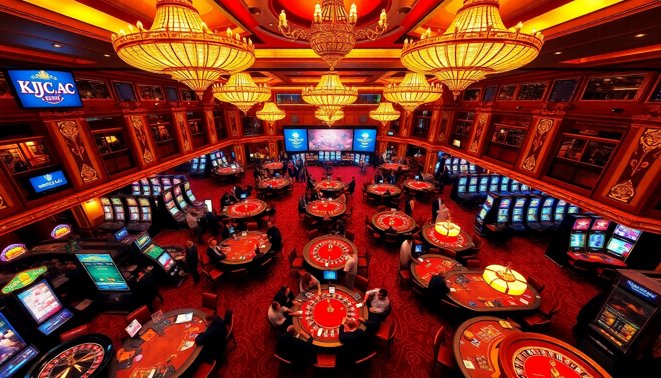 Engaging players at KJC's premier casino floor, showcasing excitement with roulette and card games.