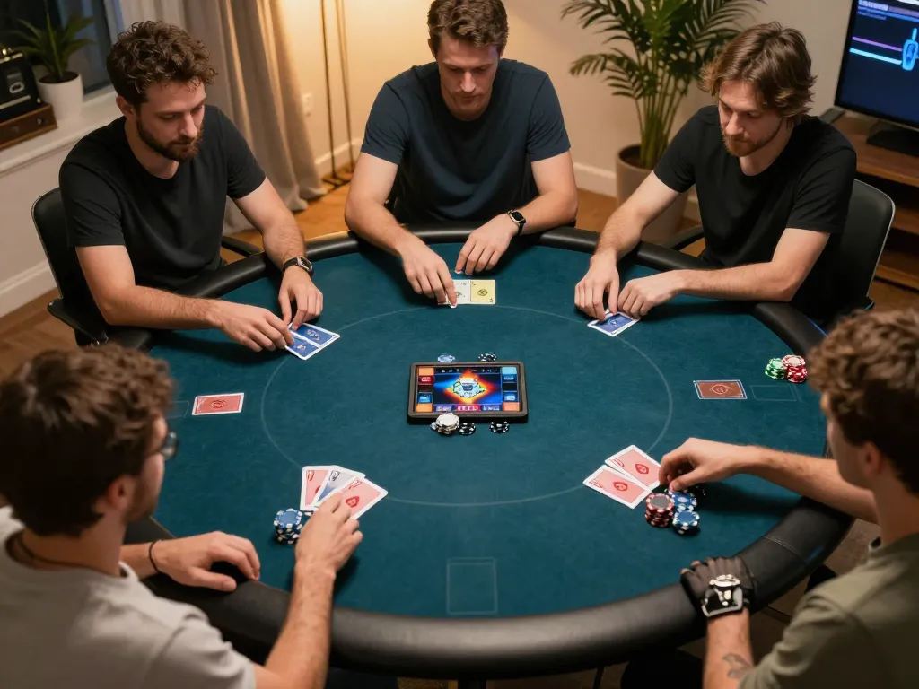 Engaging in strategic online poker gameplay on the UU88 platform with dynamic visuals and cozy atmosphere