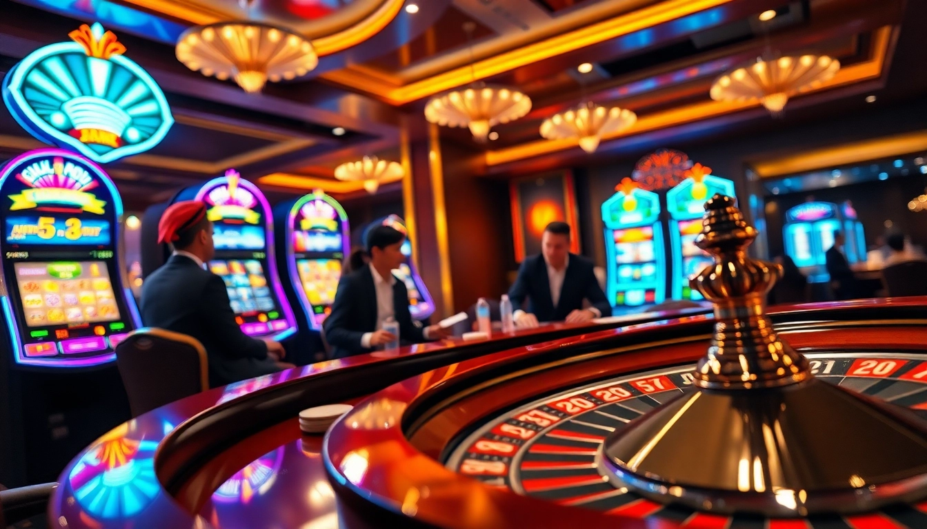 Engaging poker game at Tập đoàn okwin casino, showcasing vibrant chips and cards.