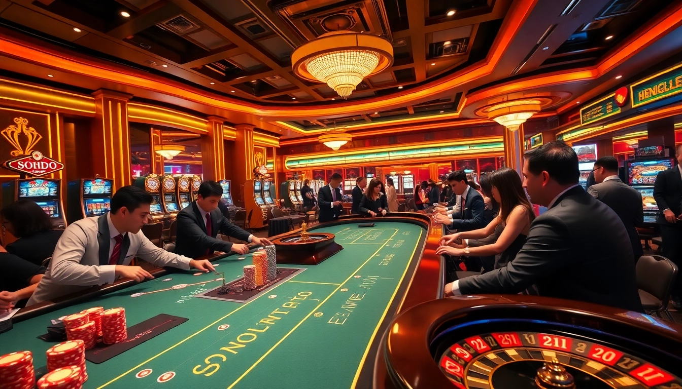 SODO Casino experience showcasing vibrant gambling action with luxury elements