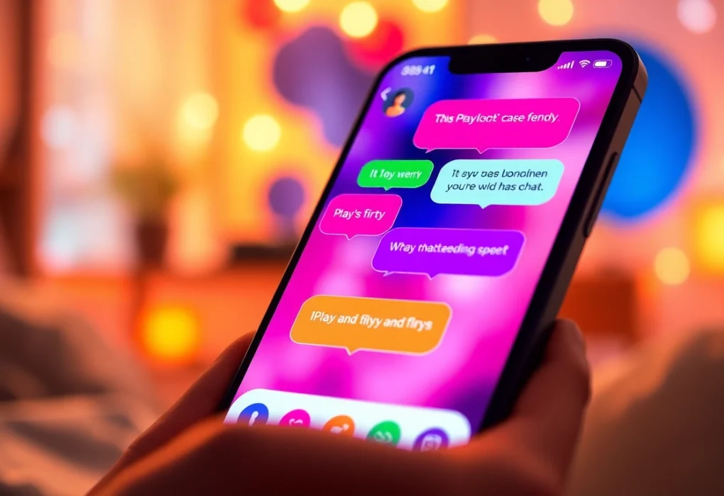 Engaging spicy chat interface on a smartphone, highlighting playful messages and vibrant colors.