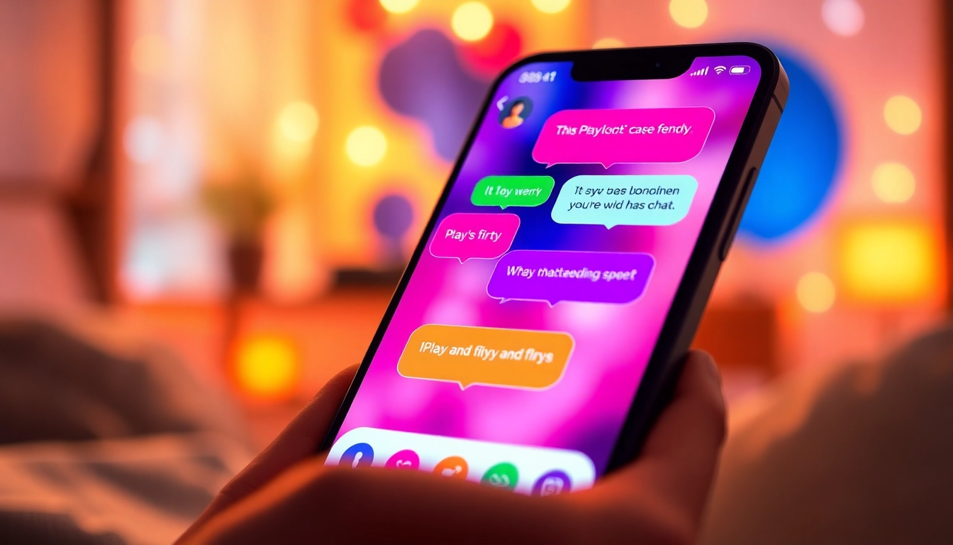 Engaging spicy chat interface on a smartphone, highlighting playful messages and vibrant colors.