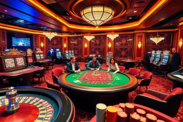 Experience high-stakes gaming featuring s666hn.com, with poker players and vibrant casino elements.