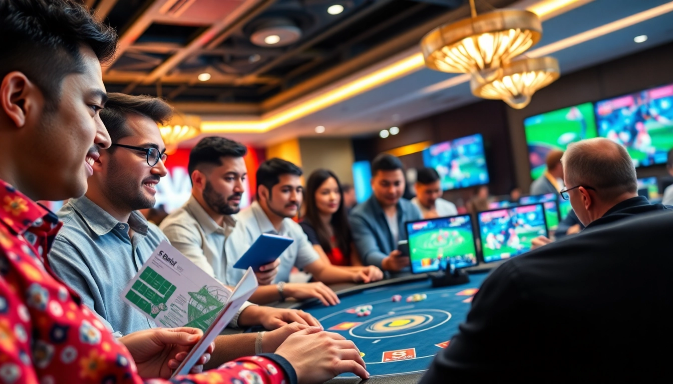 Engaged gamers exploring sbobet.dance in a vibrant online betting environment.