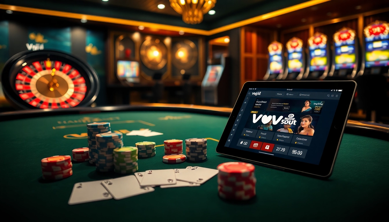 Exciting poker game at a luxurious casino table featuring the keyword vvjl in an enticing setting.