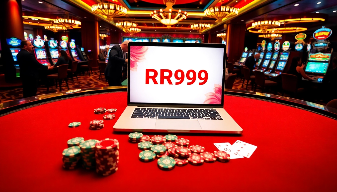 Experience the thrill of gambling at RR99 with vibrant casino visuals showcasing exciting games.
