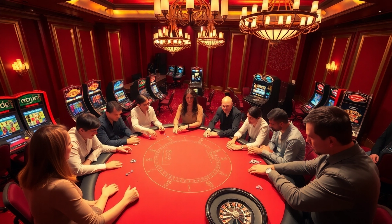 Experience the thrill of gaming at eejl’s luxurious casino featuring vibrant tables and exciting slot machines.
